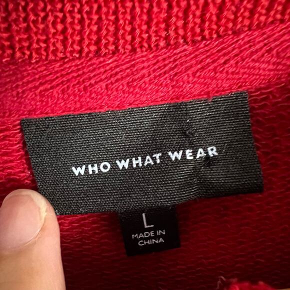 Who What Wear Red Crewneck Mockneck Ruffle Sweater Size L - Picture 8 of 8
